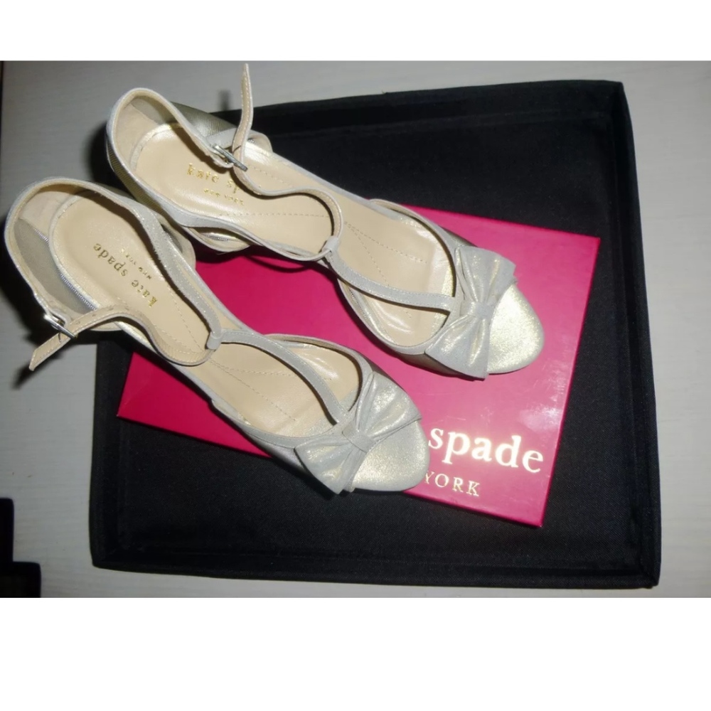 NEW size 10 Kate Spade Strappy Heel Beige Bow